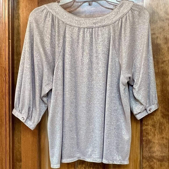 $5 ADD ON with $15+ Bundle Style & Co. Petite Top Silver Metallic Sz LP EUC - Picture 3 of 13